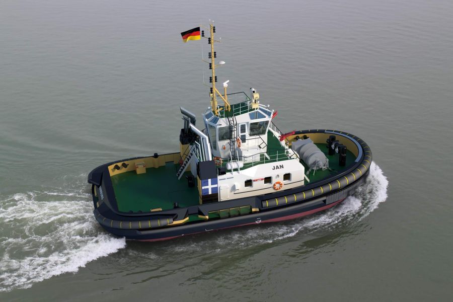 Schlepper Jan im Wasser